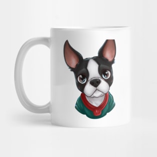 Cute Boston Terrier Drawing Mug